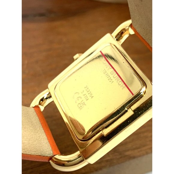 Tory Burch Women\'s Watch TBW7201 Quartz Tank Cream Dial Gold Orange Leather Band main image 2